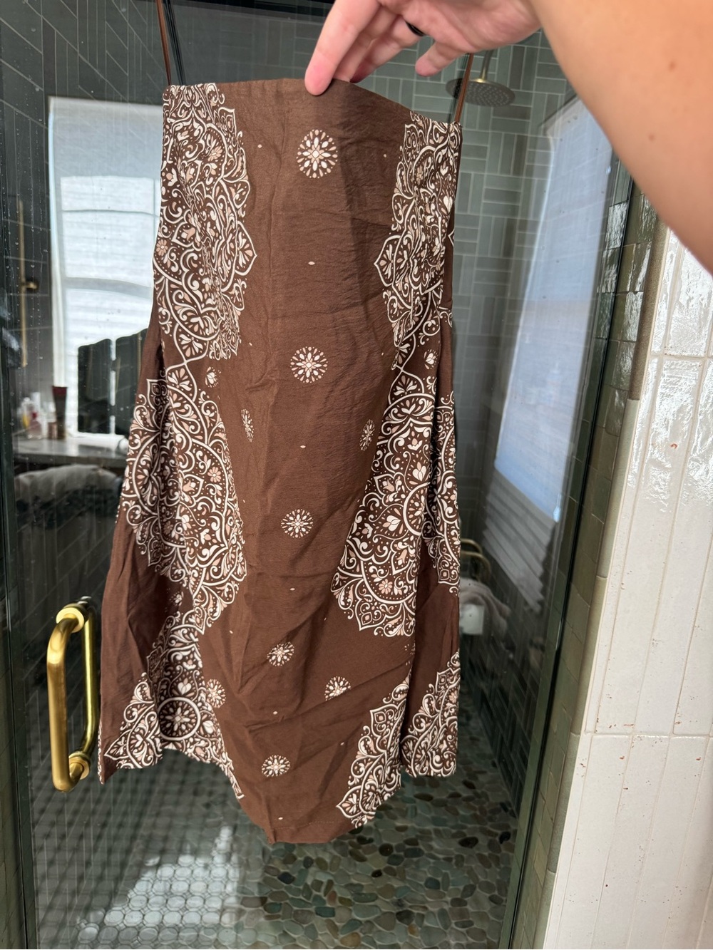 Abercrombie & Fitch Brown Bandana Print Slip Dress